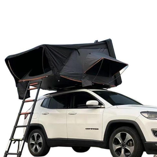 Aluminum Hard Shell Roof Top Tent Fold Out Rooftop Tent Sleeps 2/3 Man Overland Tent with Roof Bars for Bikes and More | iKamping S Overland