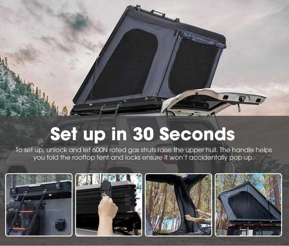 Set Up Clamshell Tent Rooftop Sleeps 2 Man Aluminum Hard Shell Roof Tent in 30 Seconds | Bestrooftoptents.com