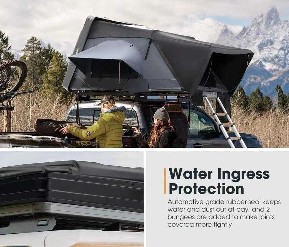 ABS Hard Shell Rooftop Tent Fold Out Roof Top Tent Sleeps 2/3 Person Roof Top Tent for Car, SUV, Pickup Truck | iKamping S