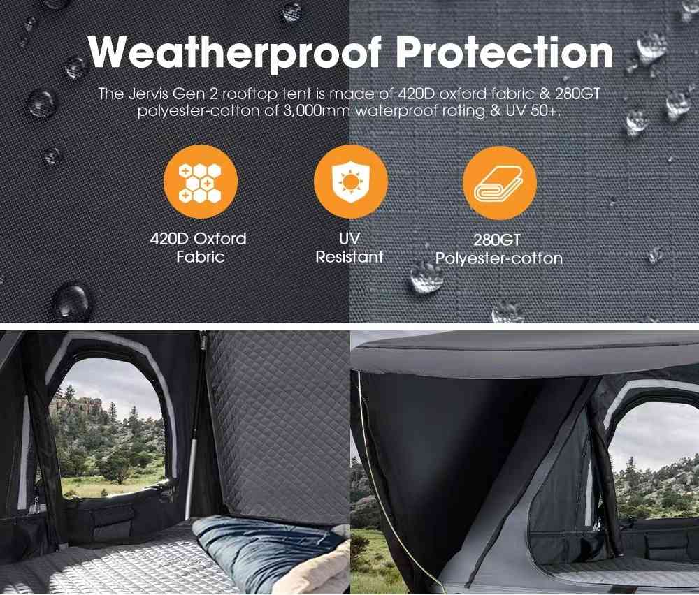 Waterproof ABS Hard Shell Rooftop Tent Fold Out Roof Top Tent Sleeps 2/3 Person Roof Top Tent | Bestrooftoptents.com