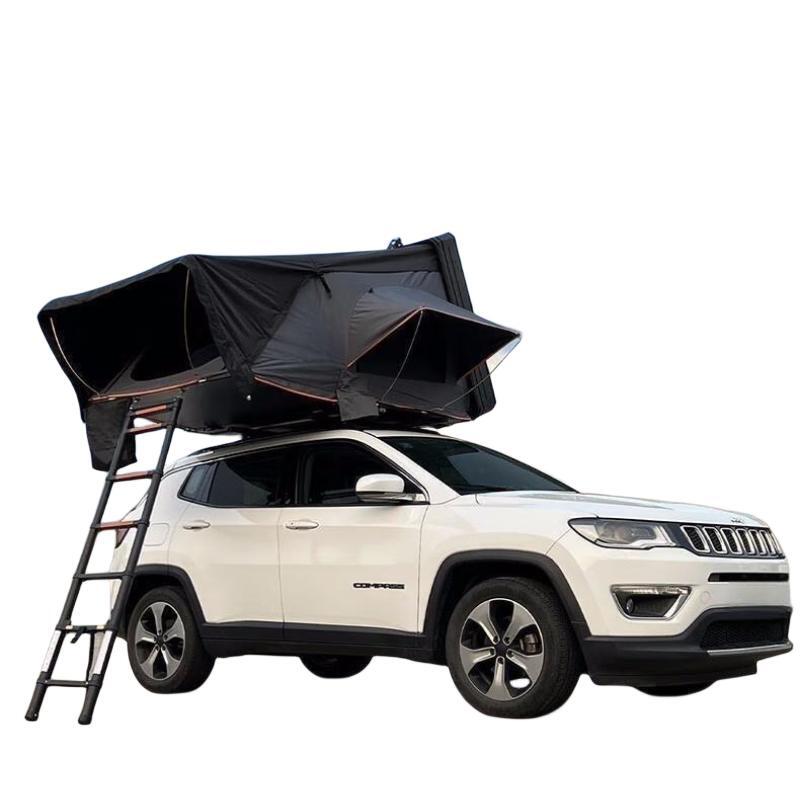 Aluminum Rooftop Tent Hard Shell Sleeps 3/4 Person Fold Out Rooftop Tent with Accessory Channels for Kayak, Bikes, Skis | iKamping S Overland XL