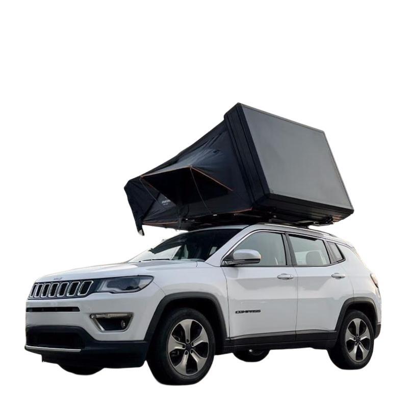 Aluminum Hard Shell Roof Top Tent Fold Out Rooftop Tent Sleeps 2/3 Man Overland Tent with Roof Bars for Bikes and More | iKamping S Overland