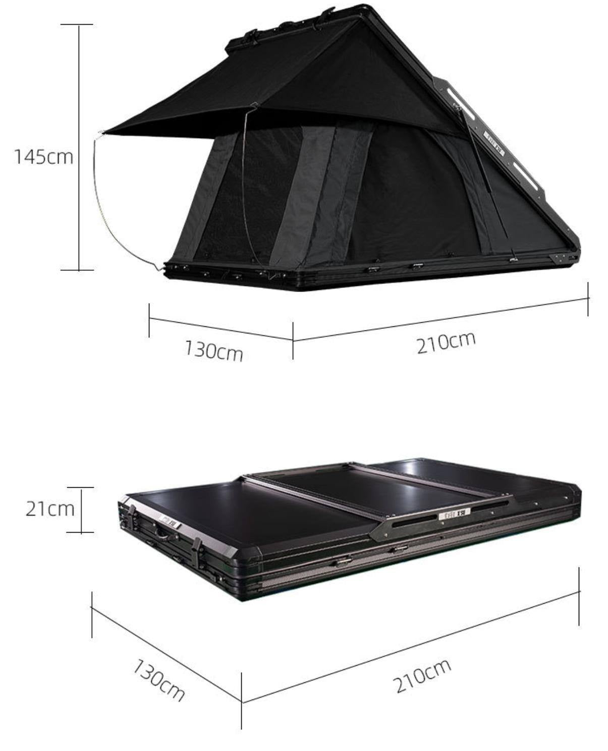 Dimension for Clamshell Roof Top Tent Aluminum Rooftop Tent Sleeps 2 Person Roof Top Tent Hard Shell with Roof Racks | iKamping Y