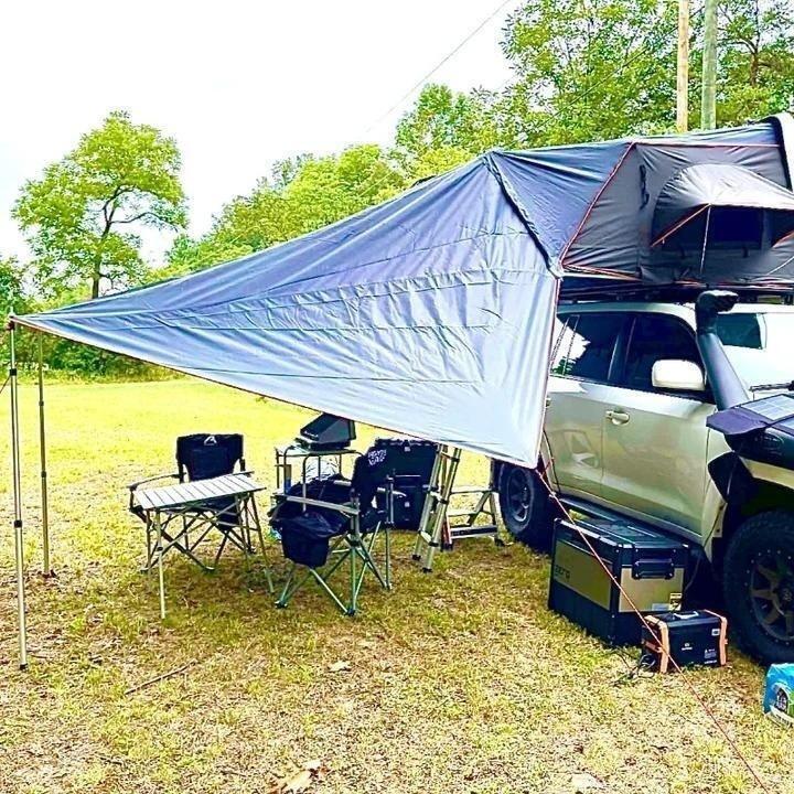 Car Side Awning SUV Side Awning for Side of Car, SUV, Pickup Truck with Aluminum Stands