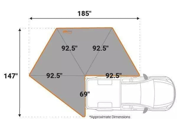 2.5M/8.2' 270 Degree Awning Alu Cab Awning Car Awning Vehicle Awning SUV Awning for Car, Truck, SUV